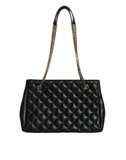 Versace Black Quilted Nappa Leather Shoulder Chain Strap Bag