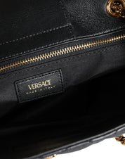 Versace Black Quilted Nappa Leather Shoulder Chain Strap Bag