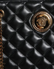 Versace Black Quilted Nappa Leather Shoulder Chain Strap Bag
