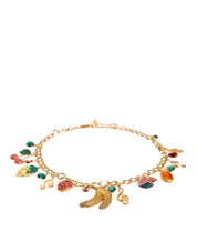 Dolce & Gabbana Gold Tone Brass Fruity Crystal Embellished Waist Chain Belt