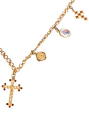 Dolce & Gabbana Gold Tone Brass Chain Religious Cross Pendant Necklace