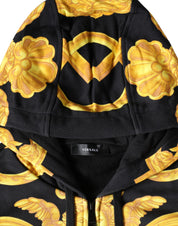 Versace Black Medusa Print Cotton Full Zip HoodieSweatshirt Sweater