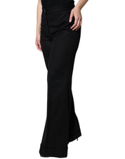 Dolce & Gabbana Black Cashmere Mid Waist Women Boot Cut Pants