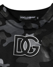 Dolce & Gabbana Black Camouflage Round Neck Sweatshirt Sweater