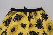 Dsquared² Yellow Black Printed Nylon Beachwear Shorts Swimwear