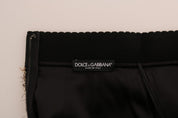 Dolce & Gabbana Gold Black Short Mini Skirt