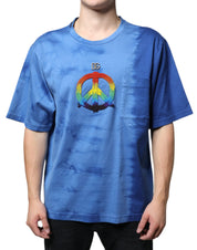 Dolce & Gabbana Blue Tie-Dye Peace Sign Cotton T-shirt