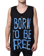 Dolce & Gabbana Black Cotton Born To Be Free Sleeveless T-shirt