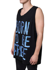 Dolce & Gabbana Black Cotton Born To Be Free Sleeveless T-shirt