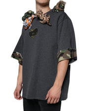 Dolce & Gabbana Gray Camouflage Animal Stuff Cotton T-shirt