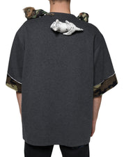 Dolce & Gabbana Gray Camouflage Animal Stuff Cotton T-shirt