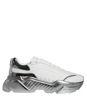 Dolce & Gabbana White Silver Daymaster Low Top Sneakers Shoes