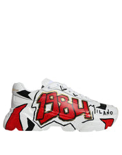 Dolce & Gabbana White Daymaster Hand Painted Sneakers Shoes