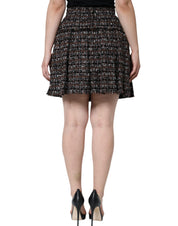 Dolce & Gabbana Multicolor High Waist Tartan Tweed A-line Mini Skirt