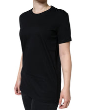Dolce & Gabbana Black Cotton Crew Neck Short Sleeve T-shirt
