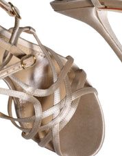 Dolce & Gabbana Beige Leather Stiletto Heels Sandals Shoes