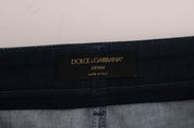 Dolce & Gabbana Blue Short striped Mini Denim Skirt