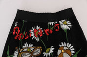 Dolce & Gabbana Black Embellished Daisy Brocade Skirt