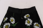 Dolce & Gabbana Black Embellished Daisy Brocade Skirt