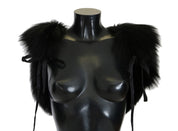 Dolce & Gabbana Black Silver Fox Fur Scarf