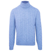 Malo Light Blue Wool Mens Turtleneck Sweater