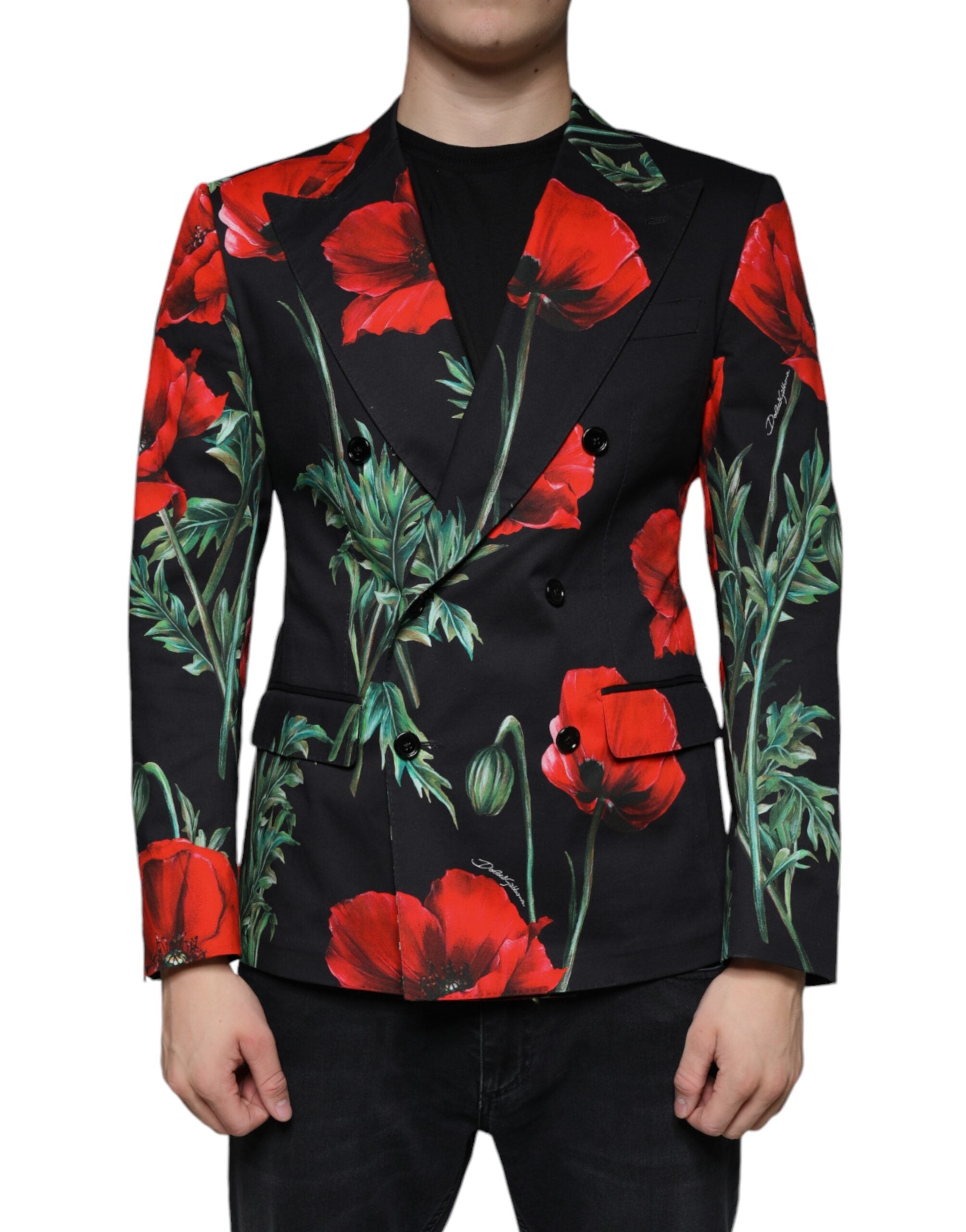 Dolce & Gabbana Black Floral Double Breasted Dress Blazer