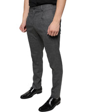 Dolce & Gabbana Gray Check Tartan Wool Skinny Pants