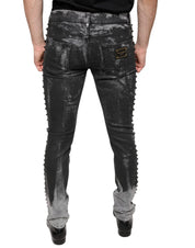 Dolce & Gabbana Black Embellished Cotton Skinny Denim Jeans