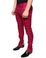 Dolce & Gabbana Pink Checkered Wool Skinny Pants