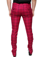 Dolce & Gabbana Pink Checkered Wool Skinny Pants