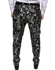 Dolce & Gabbana Black Jacquard Skinny Dress Pants