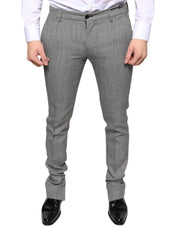 Dolce & Gabbana Gray Check Tartan Wool Skinny Pants