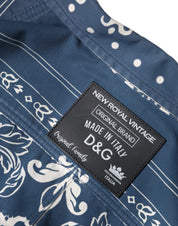 Dolce & Gabbana Blue White Bandana Print Cotton Casual Shirt