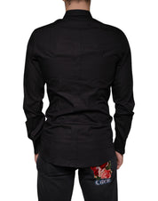 Dolce & Gabbana Black King Crown Embroidered GOLD Dress Shirt