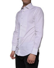 Dolce & Gabbana White Bib Cotton Poplin GOLD Men Formal Shirt