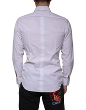 Dolce & Gabbana White Bib Cotton Poplin GOLD Men Formal Shirt