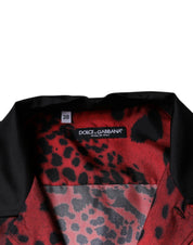 Dolce & Gabbana Red Leopard Silk Button Down Casual Shirt