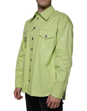 Dolce & Gabbana Green Cotton Collared Men Button Down Shirt