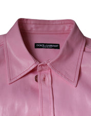 Dolce & Gabbana Pink Cotton Collared Button Down Shirt