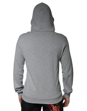 Dolce & Gabbana Gray Cotton Logo Hooded Sweatshirt Sweater