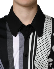 Dolce & Gabbana Black White Polka Dot Collared Polo T-shirt