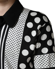 Dolce & Gabbana Black White Polka Dot Collared Polo T-shirt