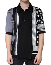 Dolce & Gabbana Black White Polka Dot Collared Polo T-shirt