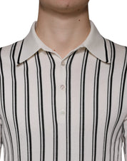 Dolce & Gabbana White Black Stripe Polo Short Sleeve T-shirt