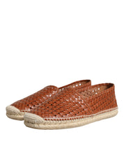 Dolce & Gabbana Maroon Woven Leather Men Espadrille Shoes