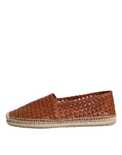 Dolce & Gabbana Maroon Woven Leather Men Espadrille Shoes