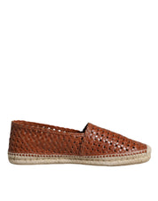 Dolce & Gabbana Maroon Woven Leather Men Espadrille Shoes