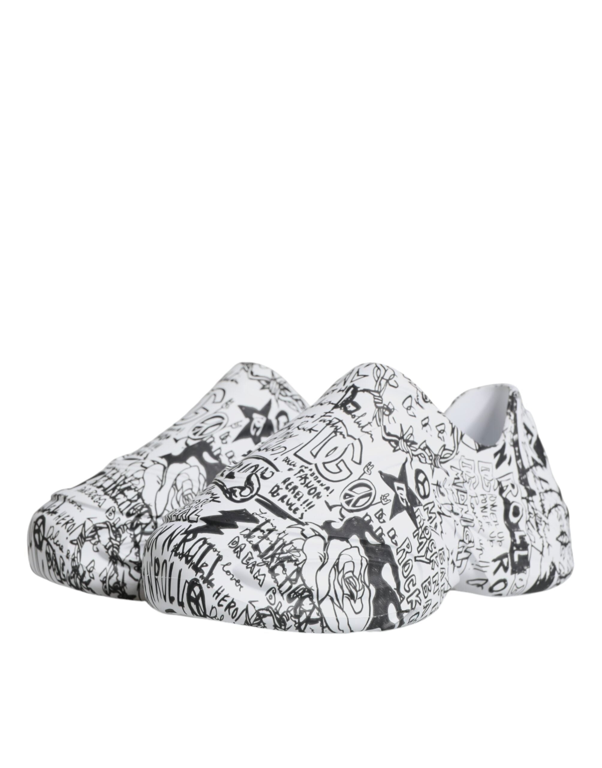 Dolce & Gabbana White Black Graffiti Daymaster Sneakers Shoes