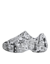 Dolce & Gabbana White Black Graffiti Daymaster Sneakers Shoes