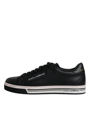 Dolce & Gabbana Black Leather Low Top Men Sneakers Shoes